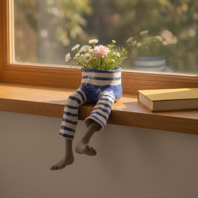 Plant Parent Pot - Jeans Dress Sitting Legs Flower Pot